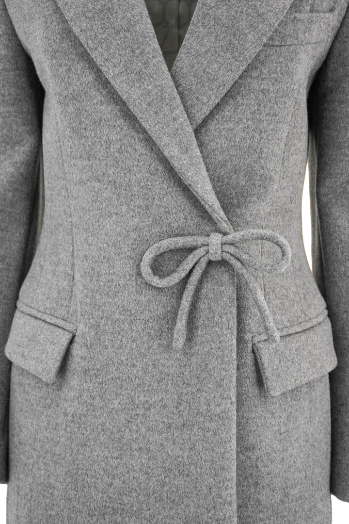 Valentino Bow Detail Coat in Grey