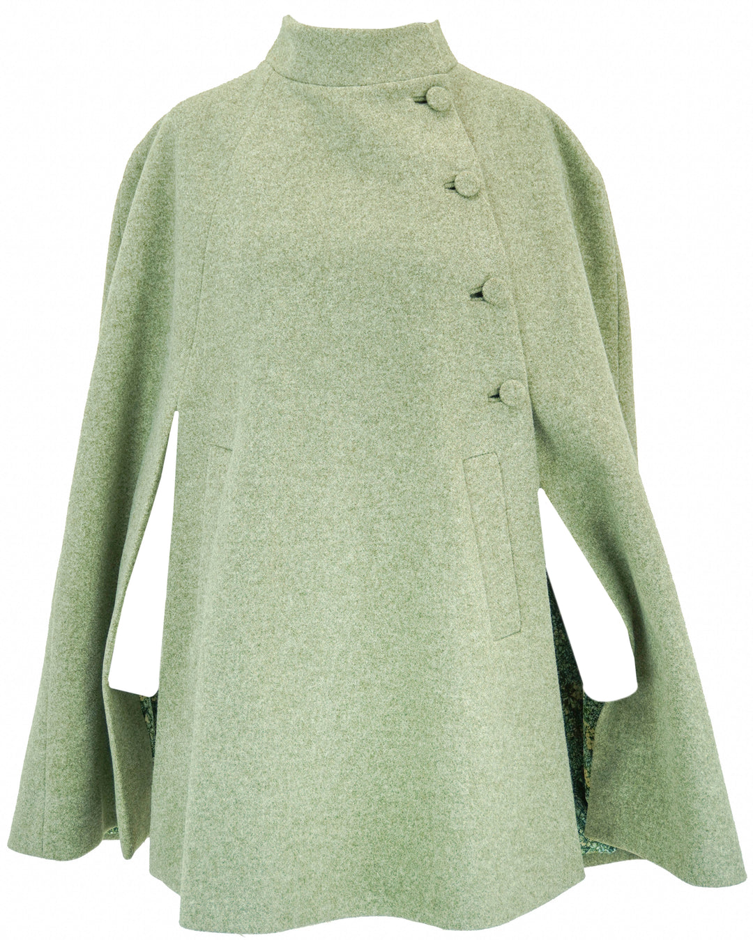 Luisa Beccaria Wool Cape in Sage