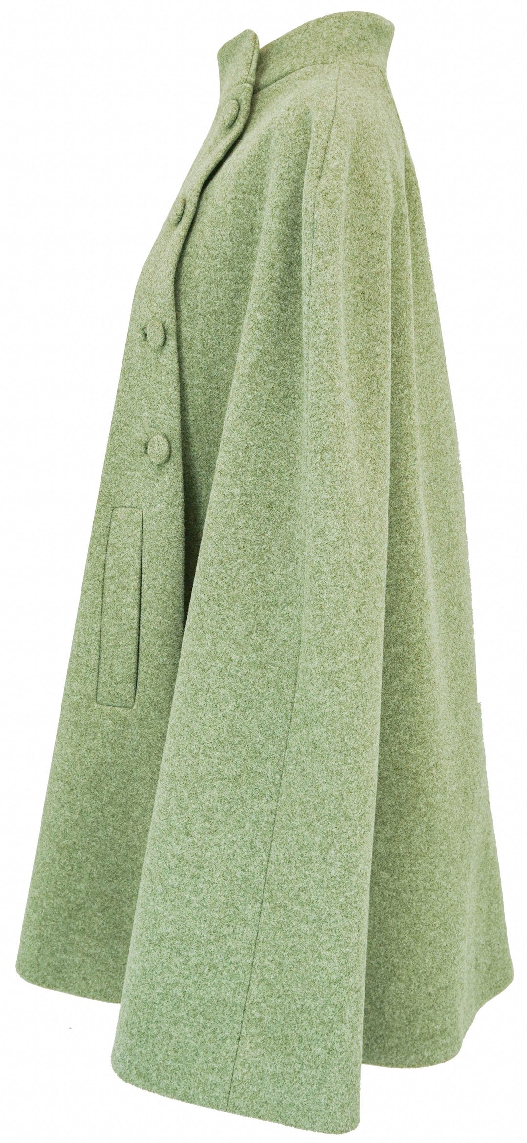 Luisa Beccaria Wool Cape in Sage