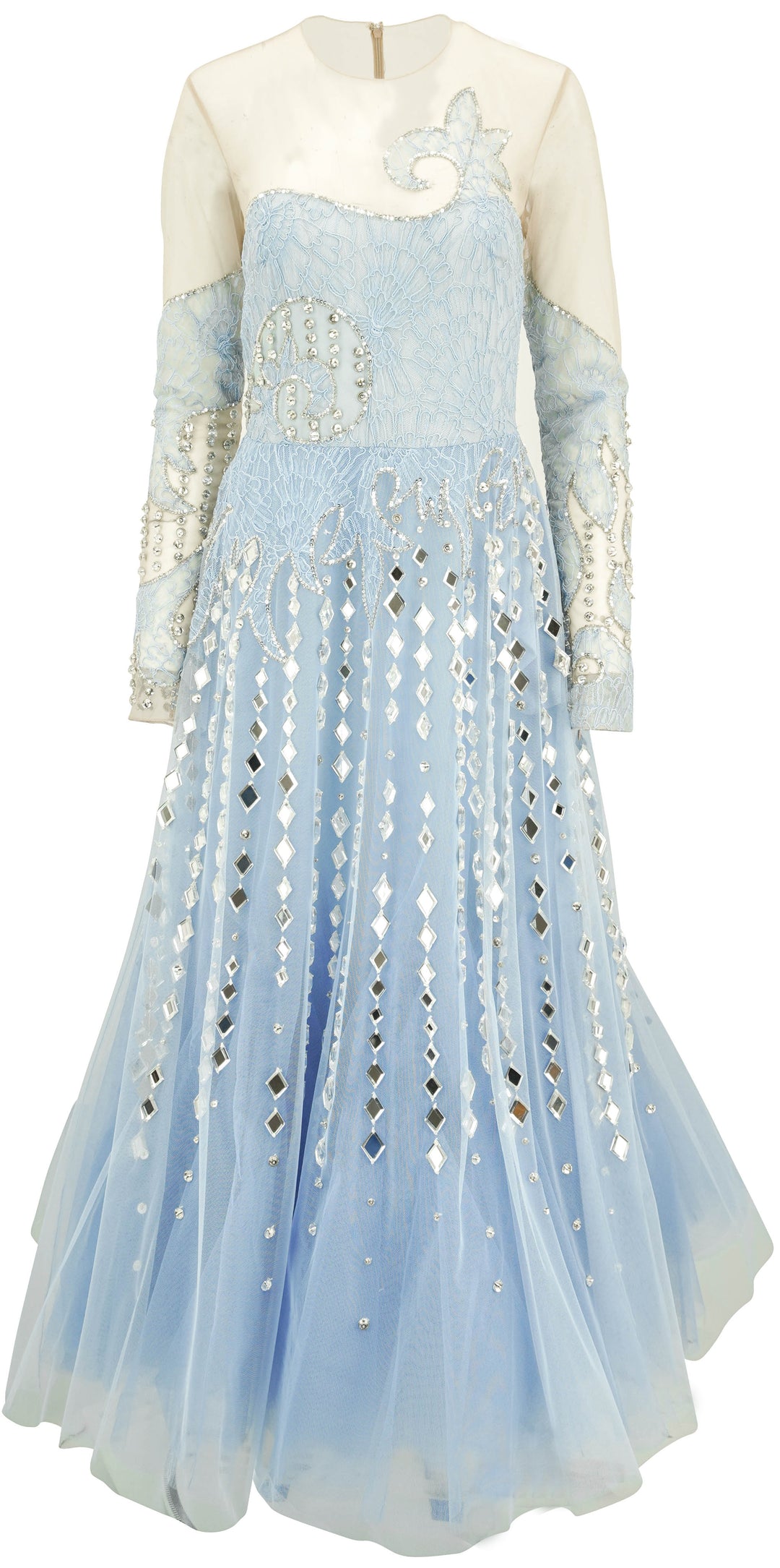 Georges Hobeika Long Sleeve Gown in Baby Blue