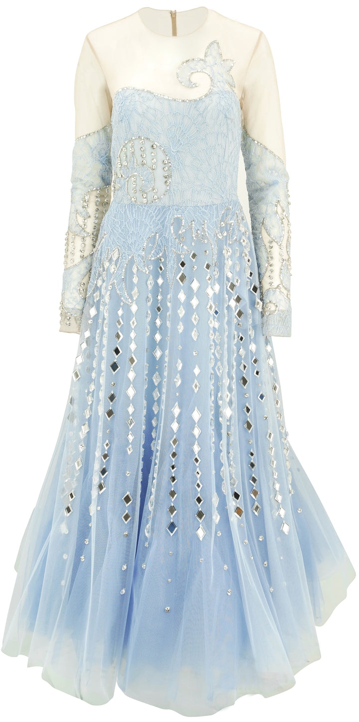 Georges Hobeika Long Sleeve Gown in Baby Blue