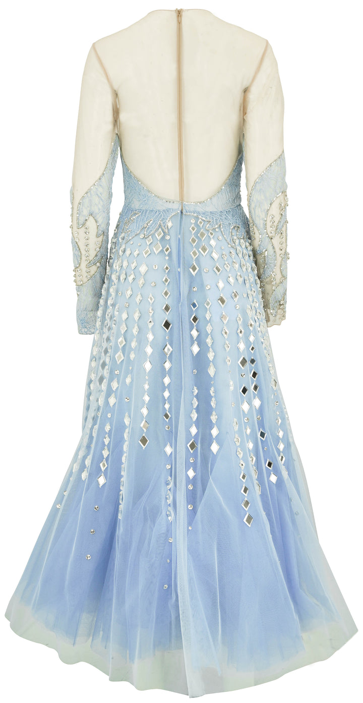 Georges Hobeika Long Sleeve Gown in Baby Blue