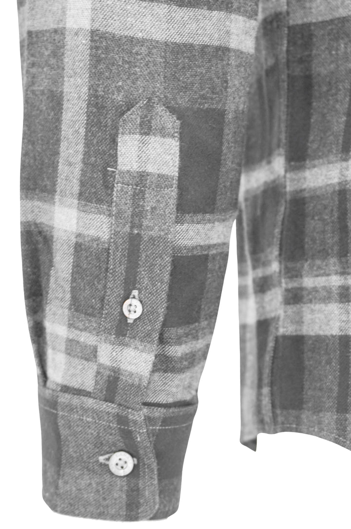 Canali Flannel Button Down in Gray Plaid - Discounts on Canali at UAL