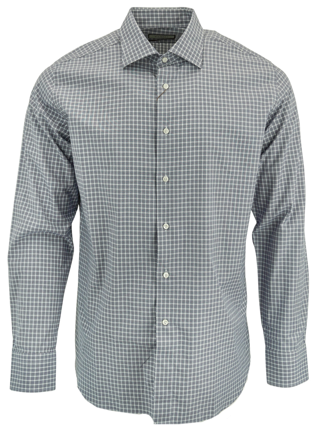 Canali Plaid Print Button Down in Navy and White - Discounts on Canali at UAL