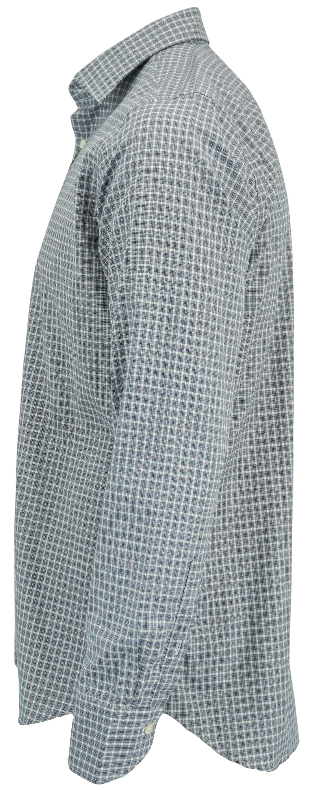 Canali Plaid Print Button Down in Navy and White - Discounts on Canali at UAL