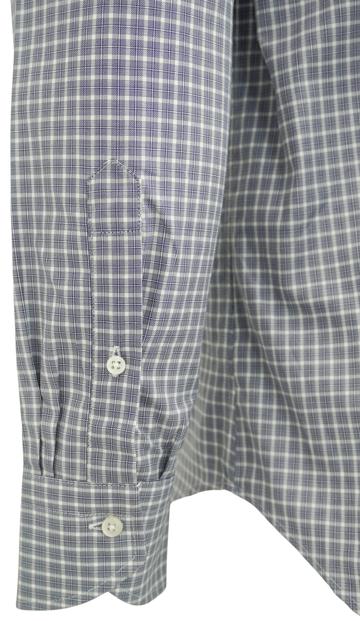 Canali Plaid Print Button Down in Navy and White - Discounts on Canali at UAL