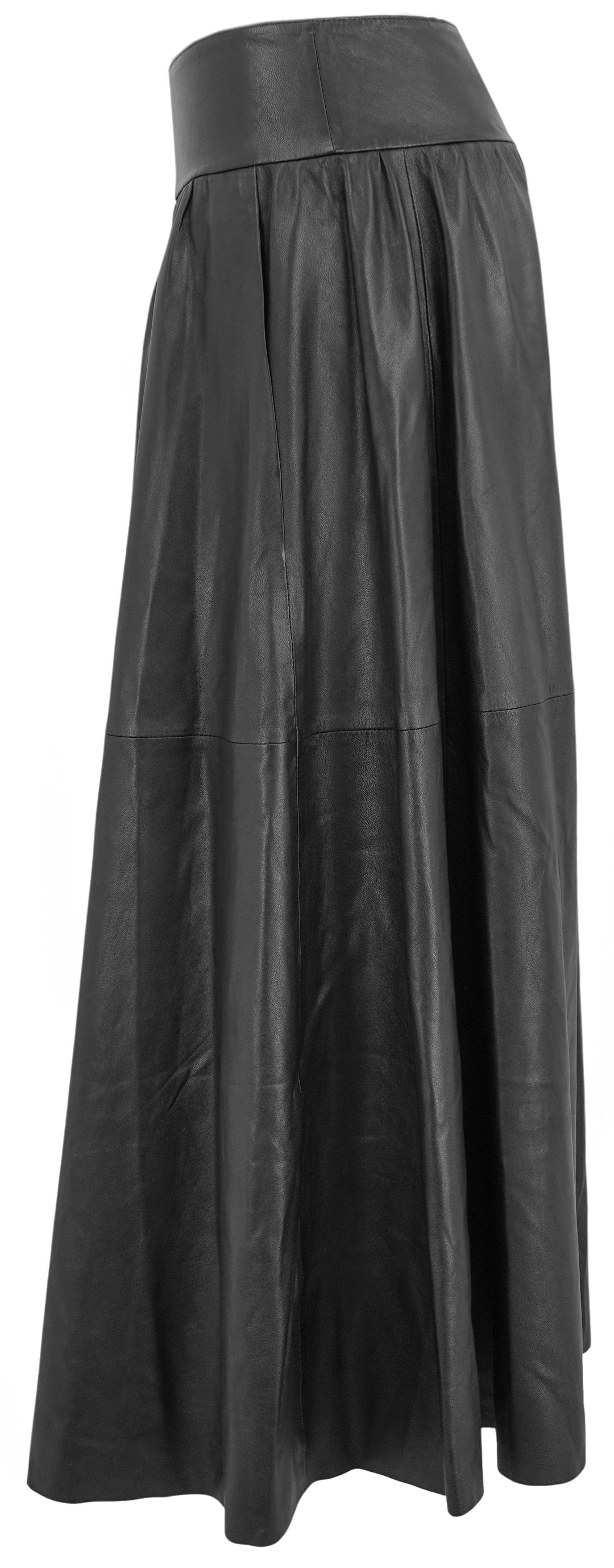 By Malene Birger Leather Midi Skirt in Black - Discounts on By Malene Birger at UAL