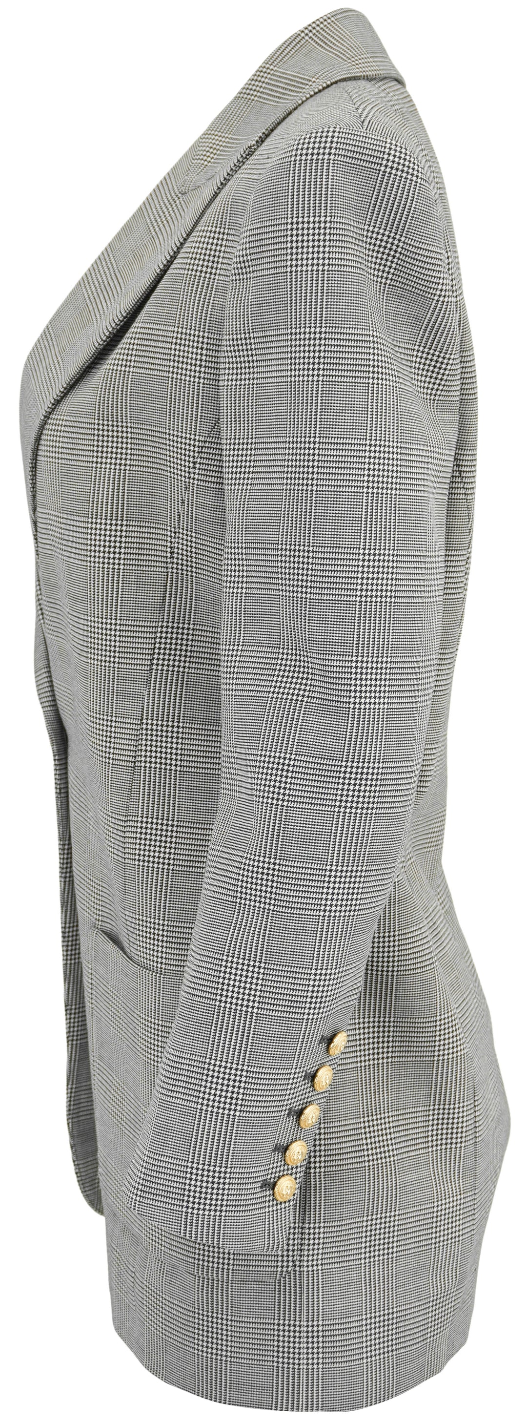 Balmain Houndstooth Blazer in Black and White - Discounts on Balmain at UAL
