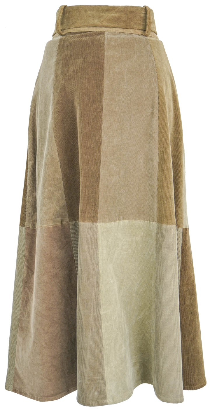 E.L.V. DENIM Frankie Skirt in Tan Patchwork