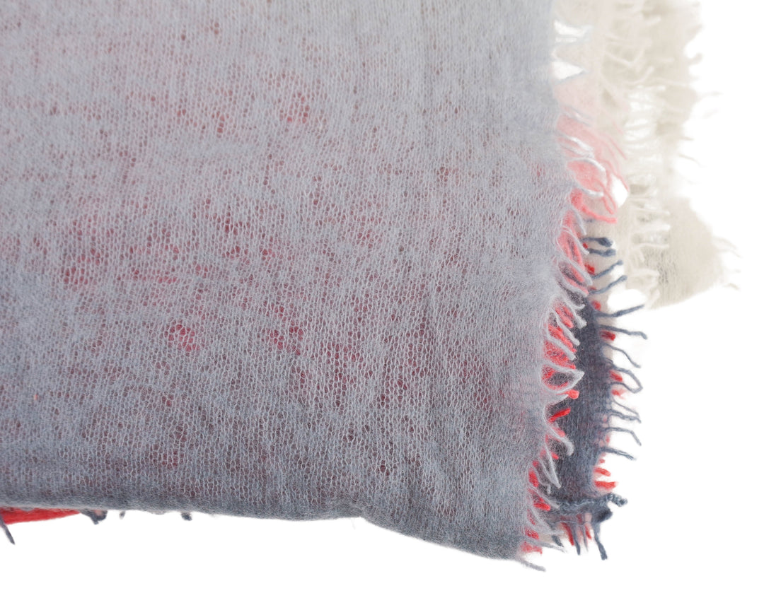 Bajra Cashmere Scarf in Grey, Pink, Red and White