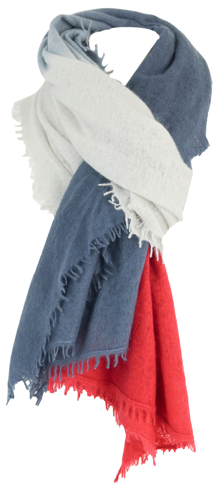 Bajra Cashmere Scarf in Grey, Pink, Red and White