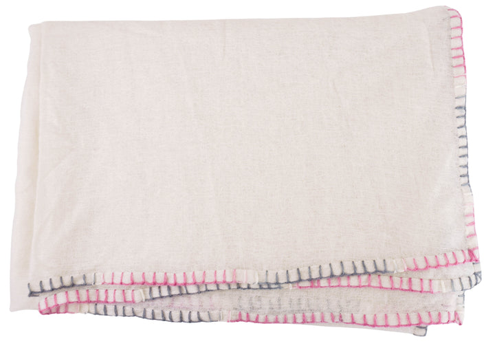 Bajra Cashmere Scarf in Cream, Grey and Pink