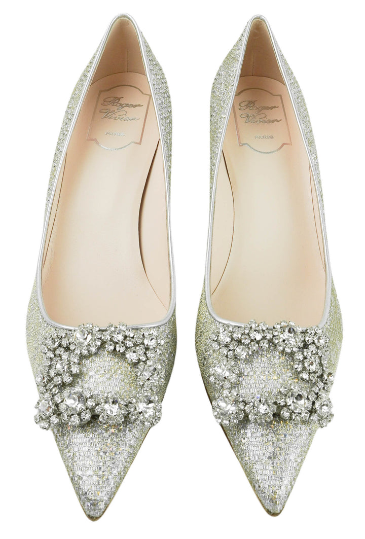 Roger Vivier Iridescent Embellished Pumps in Silver