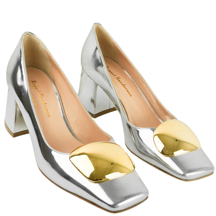 Rupert Sanderson Naxos Heels in Silver/Gold