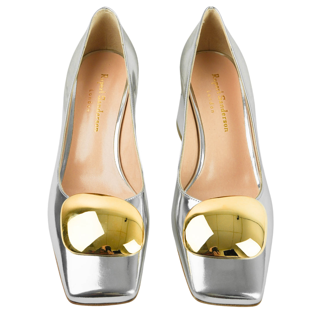 Rupert Sanderson Naxos Heels in Silver/Gold