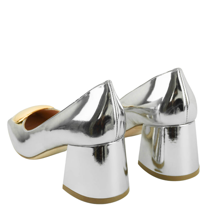 Rupert Sanderson Naxos Heels in Silver/Gold