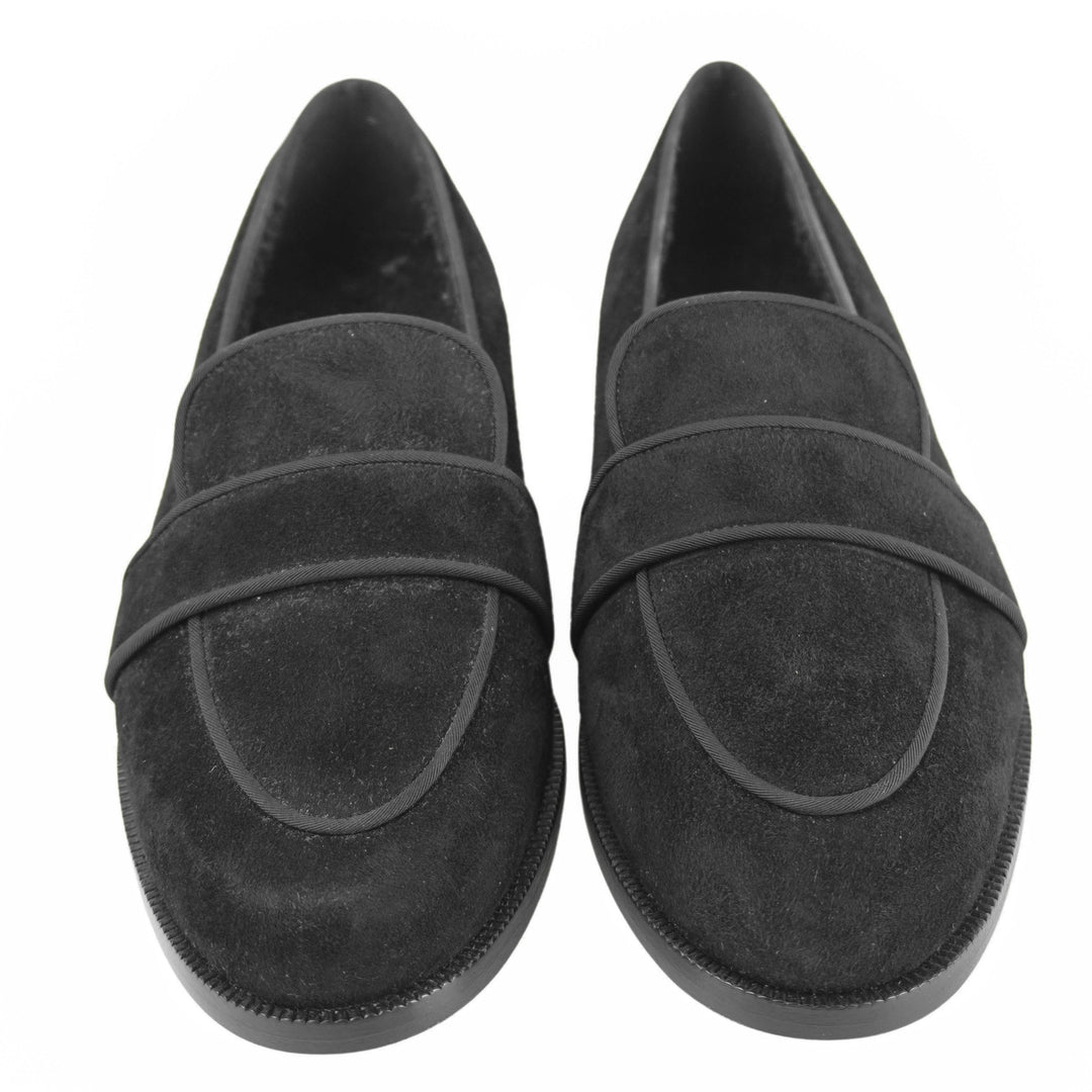 Aquazarra Martin Shearling Suede Loafers in Black