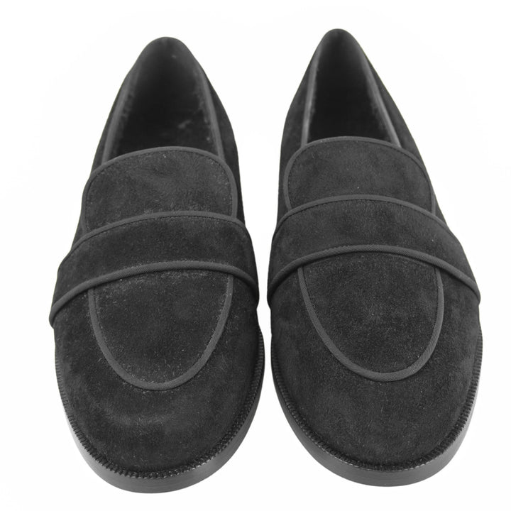 Aquazarra Martin Shearling Suede Loafers in Black