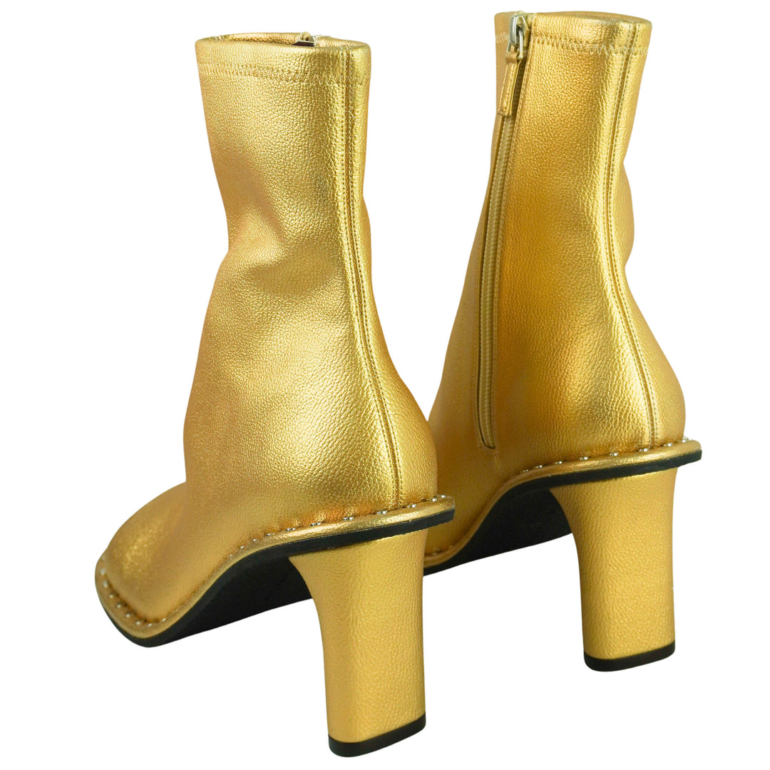 Stella McCartney Square Toe Boots in Gold