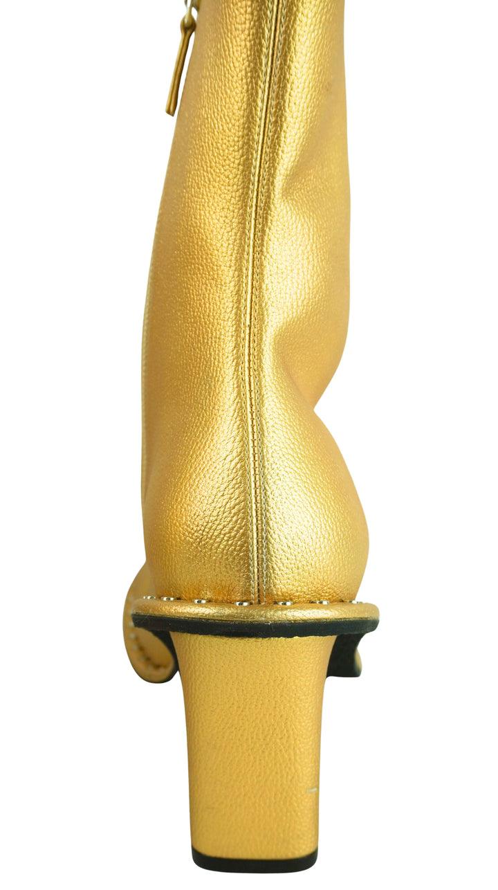 Stella McCartney Square Toe Boots in Gold