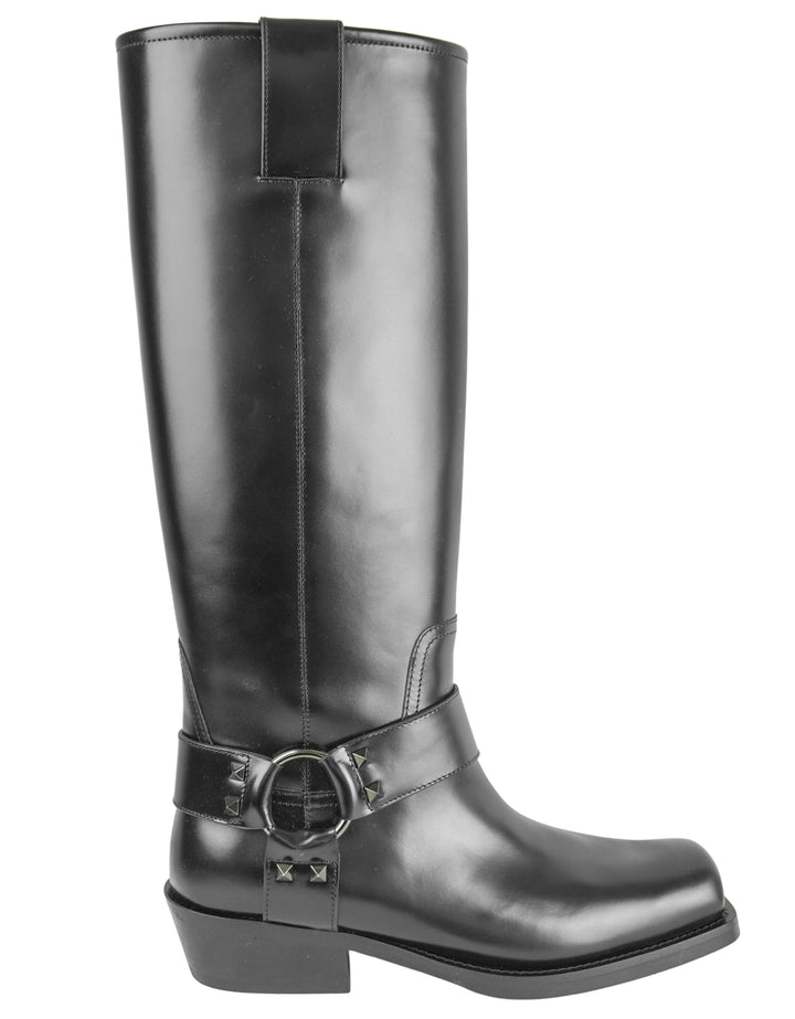 Valentino Rockstud Harness Boots in Black