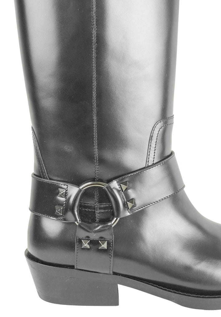 Valentino Rockstud Harness Boots in Black