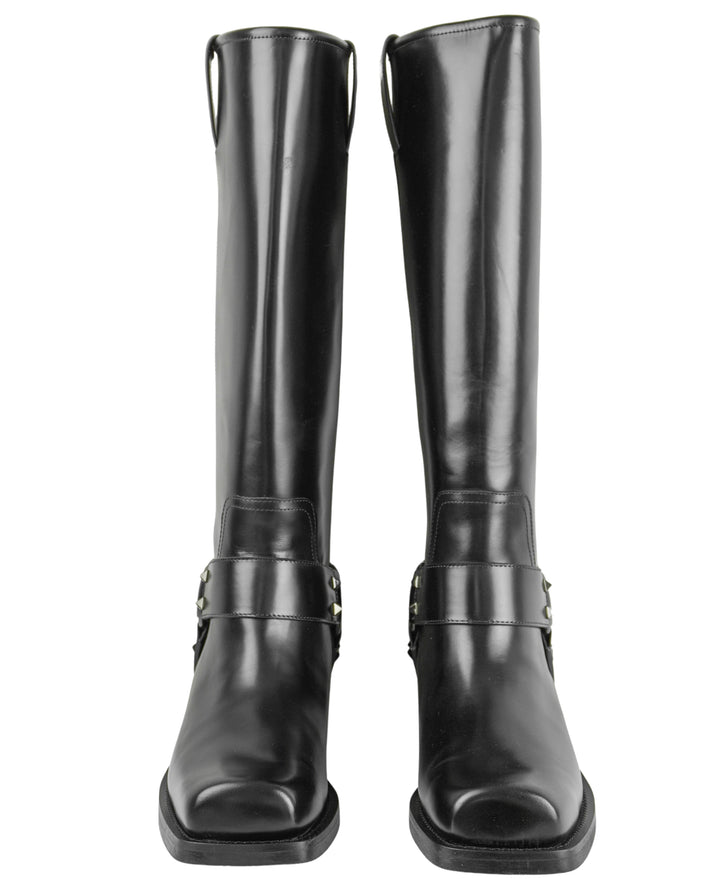 Valentino Rockstud Harness Boots in Black