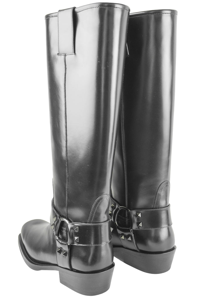 Valentino Rockstud Harness Boots in Black