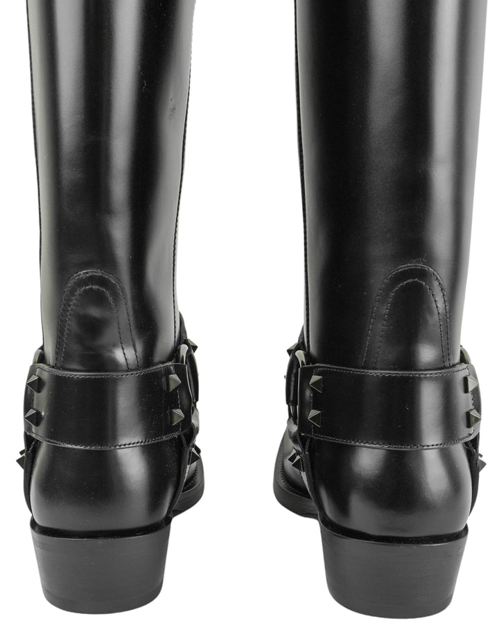 Valentino Rockstud Harness Boots in Black