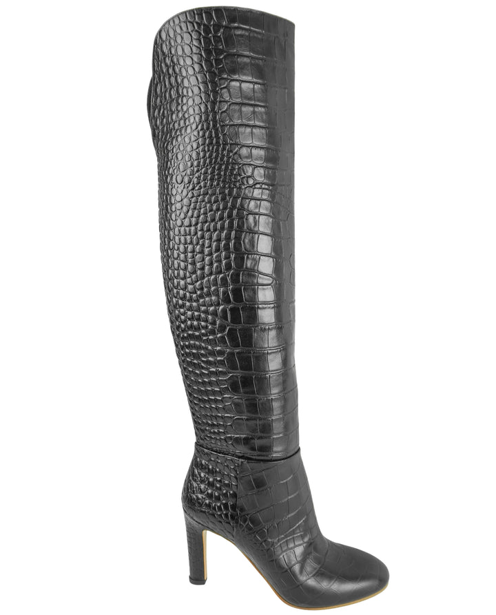 Gabriela Hearst Linda Croc Embossed Boots in Black