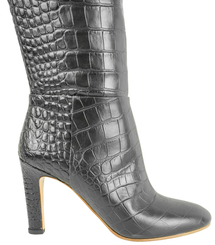 Gabriela Hearst Linda Croc Embossed Boots in Black