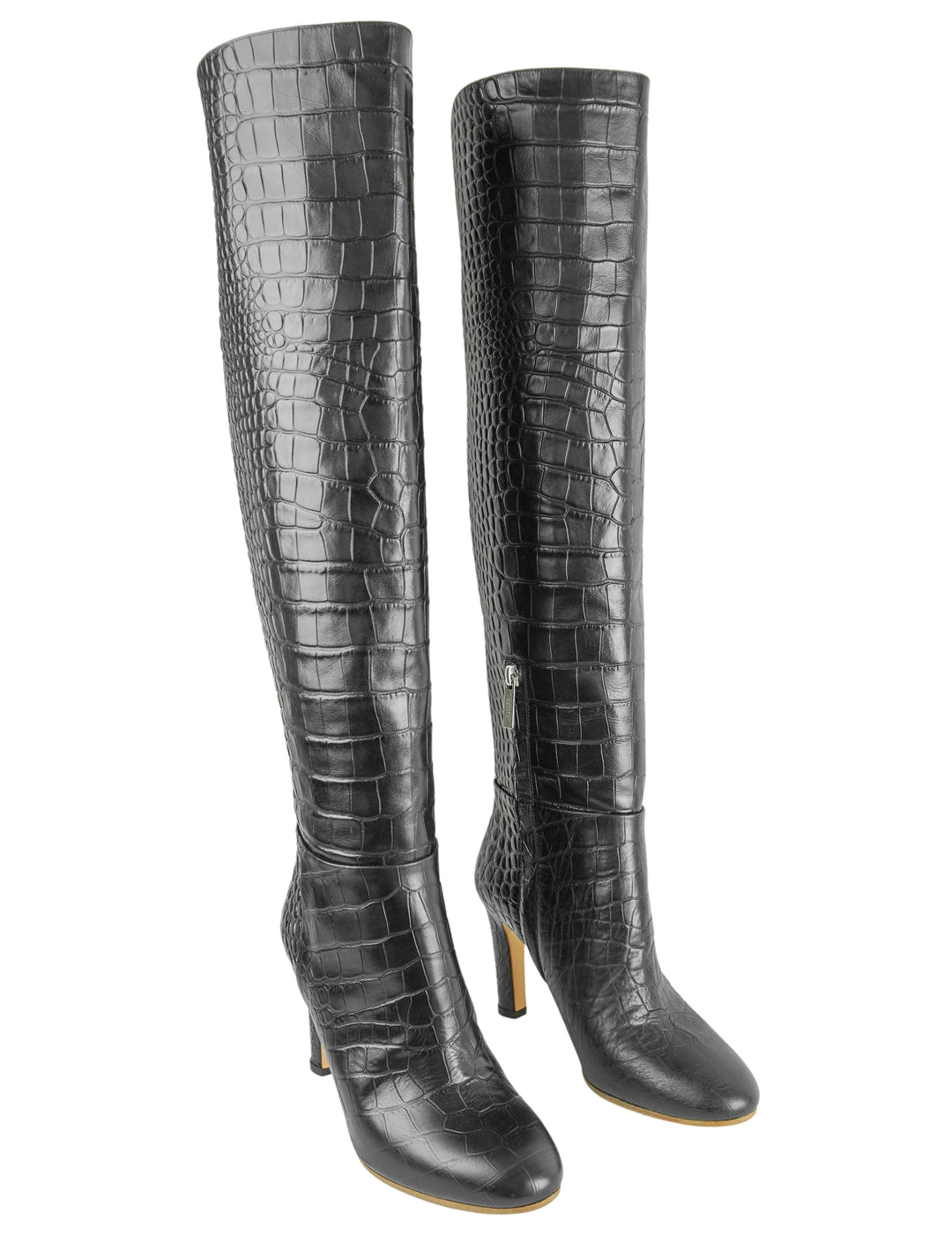 Gabriela Hearst Linda Croc Embossed Boots in Black
