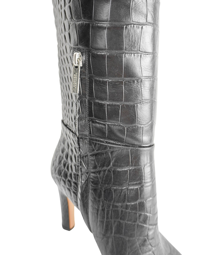 Gabriela Hearst Linda Croc Embossed Boots in Black