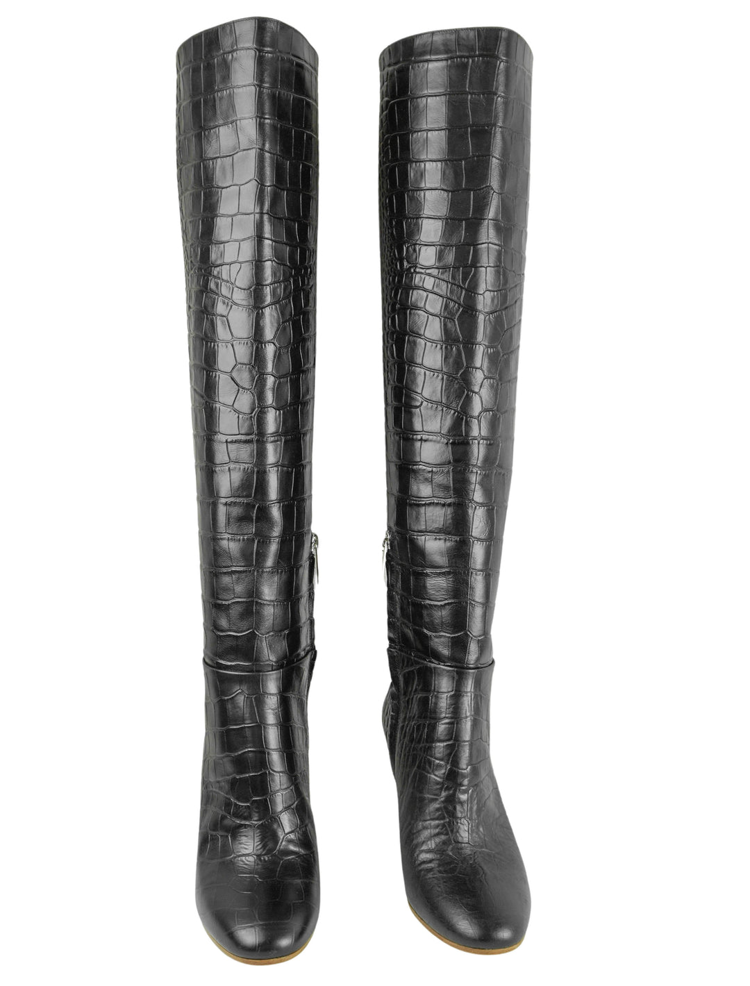 Gabriela Hearst Linda Croc Embossed Boots in Black