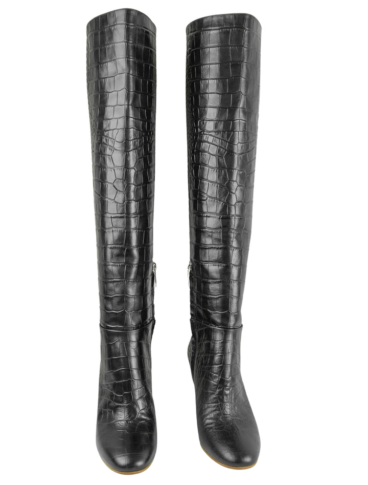 Gabriela Hearst Linda Croc Embossed Boots in Black