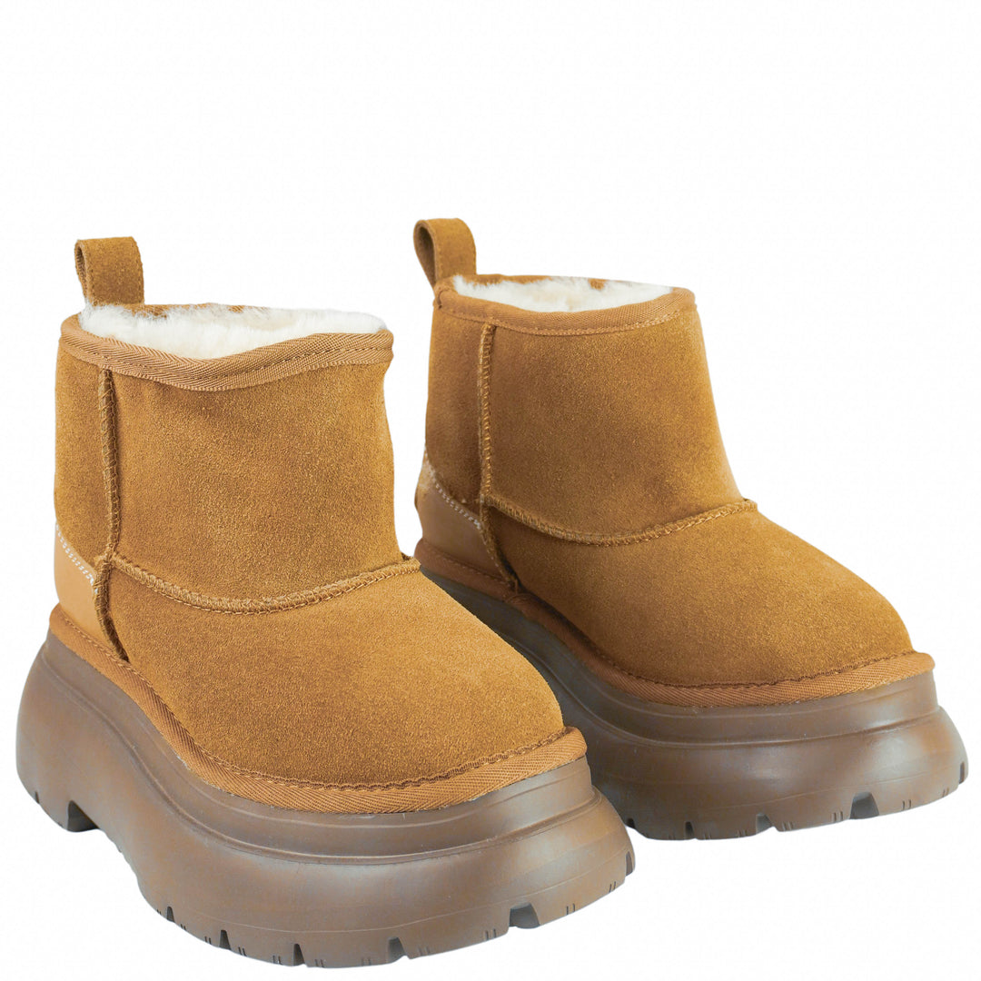 R13 Chunky Shearling Boots in Light Brown
