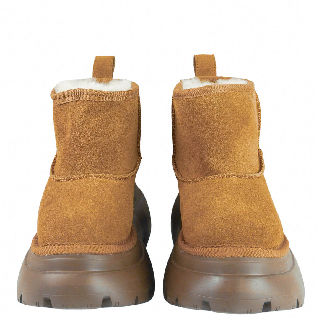 R13 Chunky Shearling Boots in Light Brown