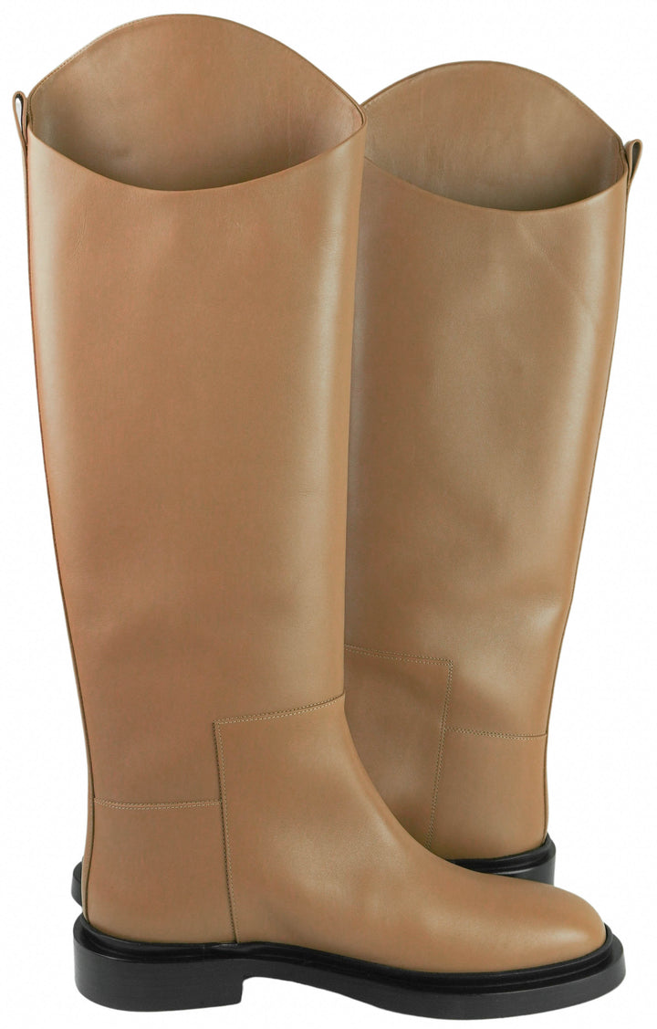 Jil Sander Leather Boots in Dark Sand