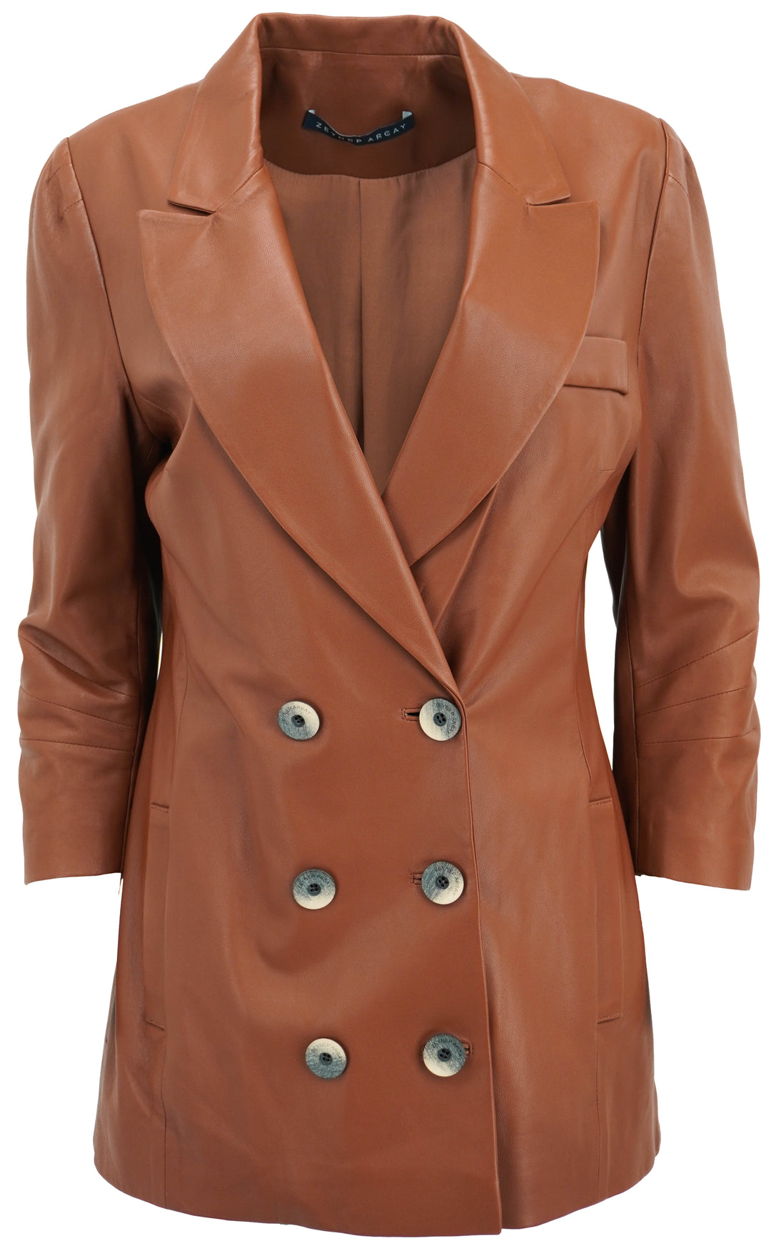 Zeynep Arcay Leather Blazer in Brown