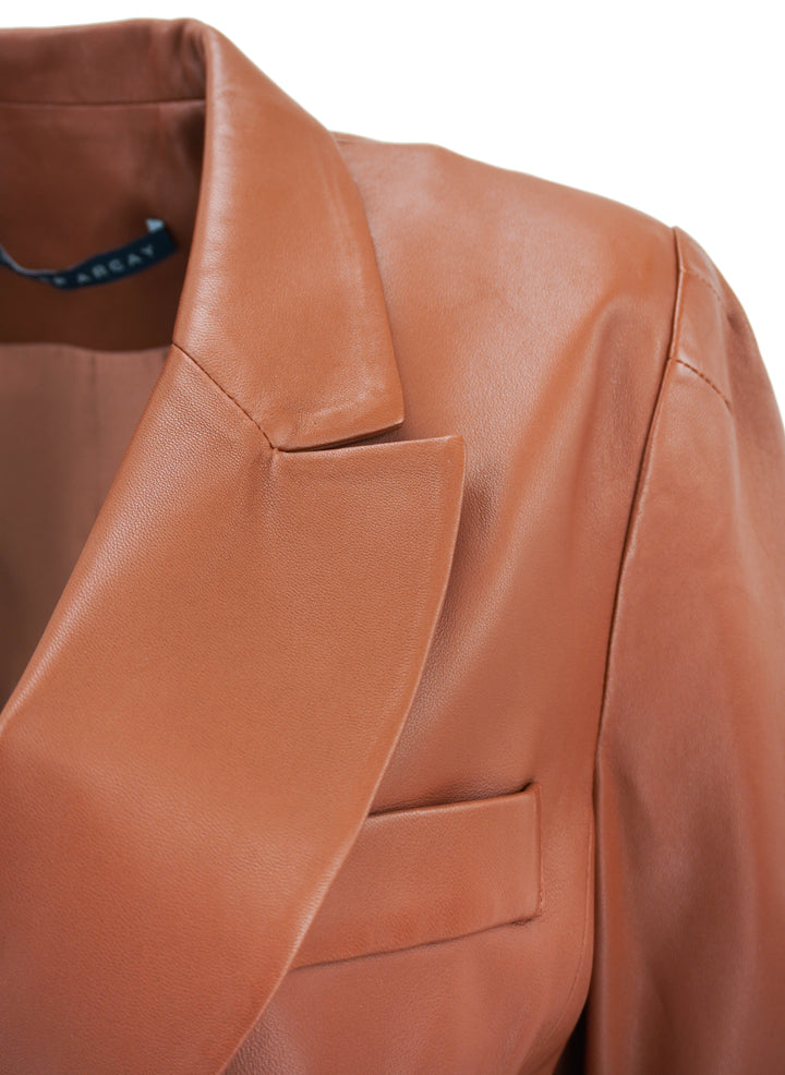 Zeynep Arcay Leather Blazer in Brown