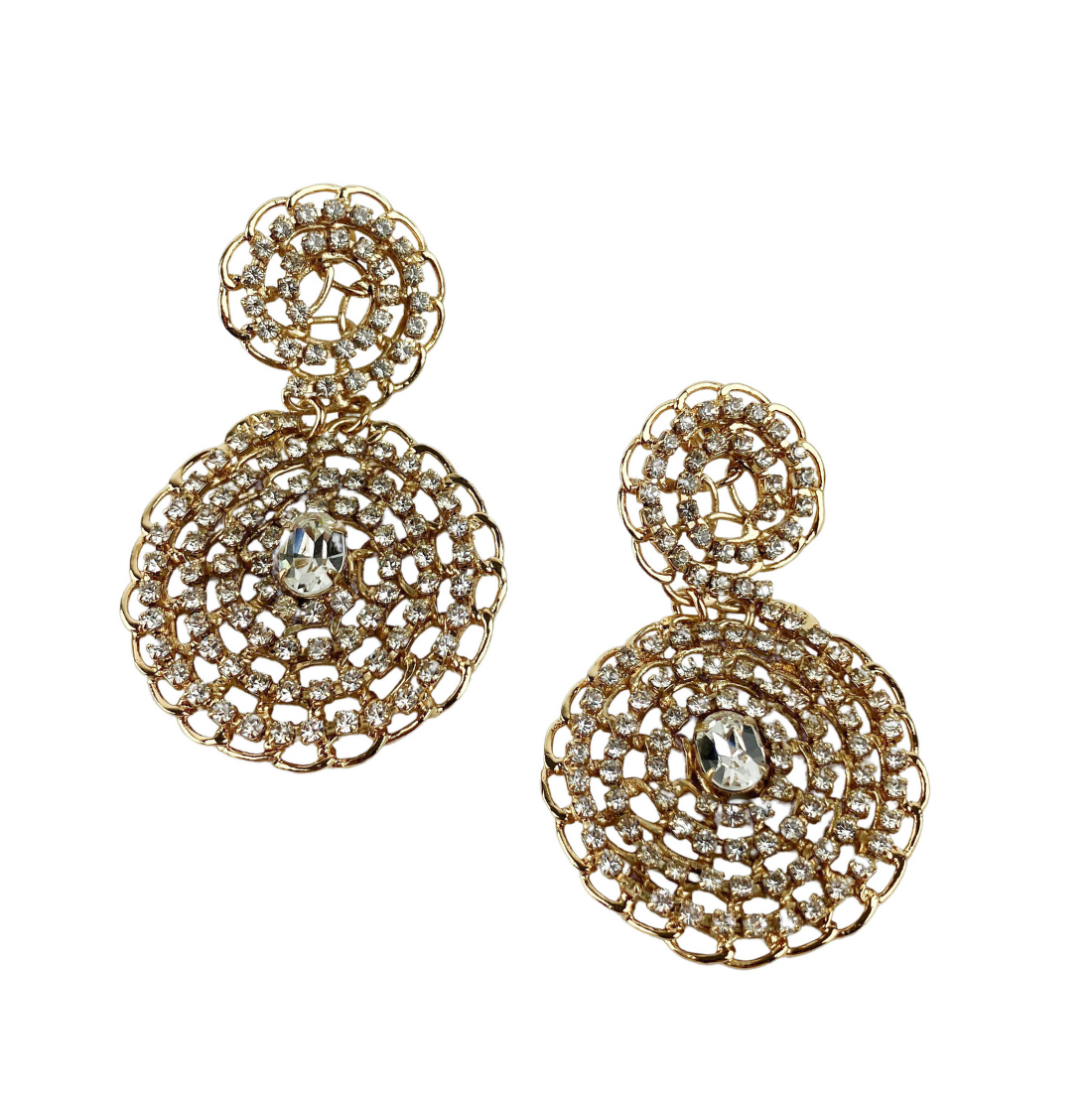Gas Bijoux Onde Gourmette Gold Drop Earrings with Crystals - Discounts on Gas Bijoux at UAL