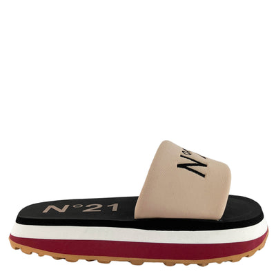 N21 Logo Sandal Slides in Nude - Discounts on N21 at UAL