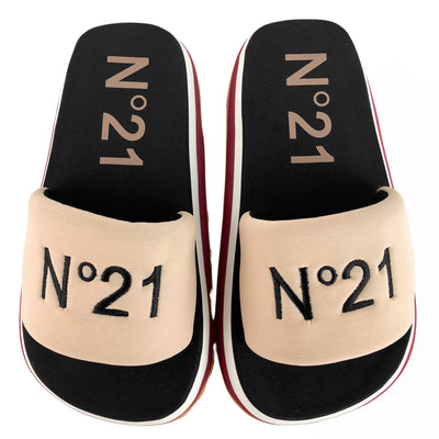 N21 Logo Sandal Slides in Nude - Discounts on N21 at UAL