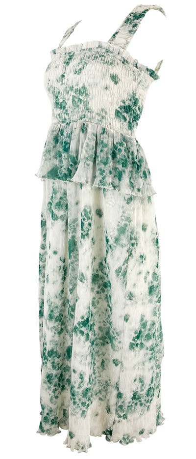 GANNI Pleated Georgette Midi Dress in Green - Discounts on GANNI at UAL