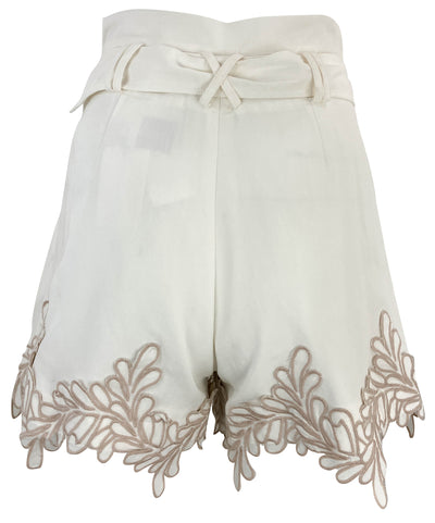 Aje. Botanical Embroidered Shorts in Natural - Discounts on Aje. at UAL