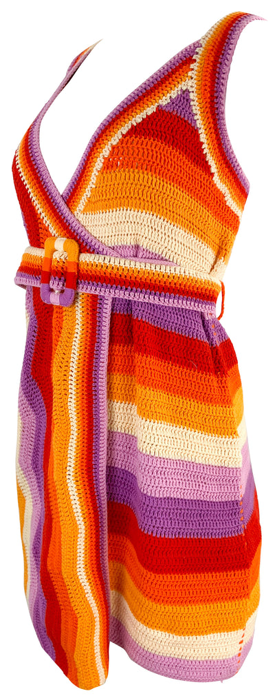 Farm Rio Striped Crochet Dress in Multi - Discounts on Farm Rio at UAL