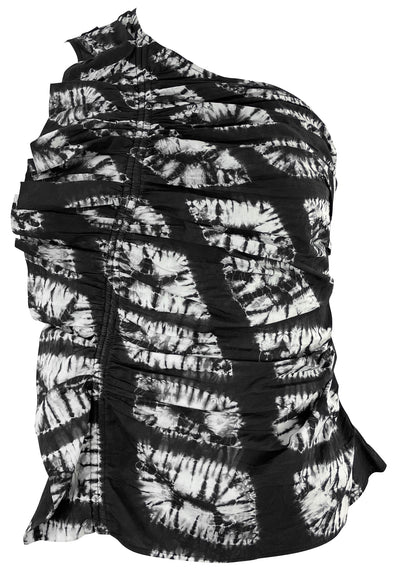 Ulla Johnson One Shoulder Tank in Black and White Tie-Dye - Discounts on Ulla Johnson at UAL