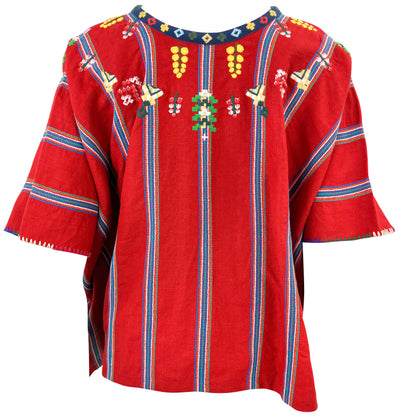 Fortela Giti Embroidered Tunic Top in Red - Discounts on Fortela at UAL