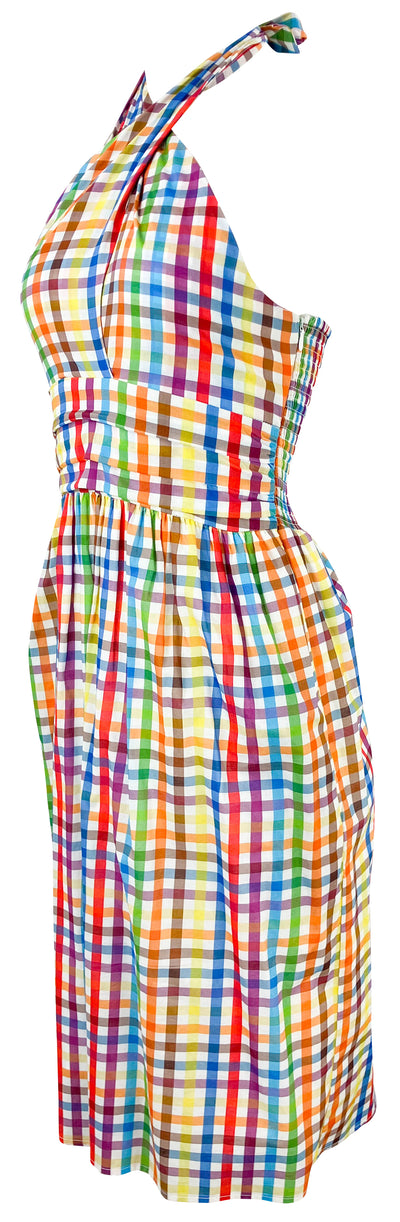 LaRoque Courtland Crossover Dress in Rainbow Check - Discounts on LaRoque at UAL