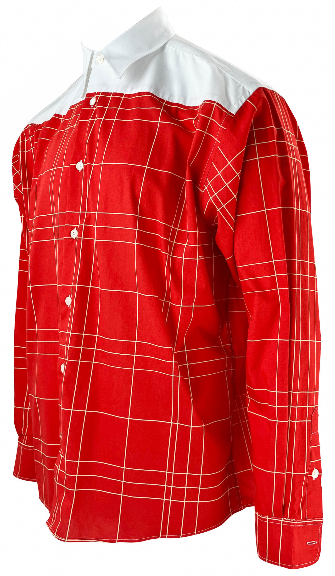 Marni Check Poplin Button Down in Red and White - Discounts on Marni at UAL